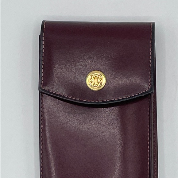 Bosca Brown Full Grain Leather Glasses Case with Gold Accent - Picture 2 of 5